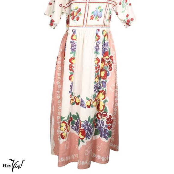 Vintage Kitsch'n Couture Dress from Vintage Fruit Tablecloth L B36 W34 - Hey Viv - Picture 6 of 8